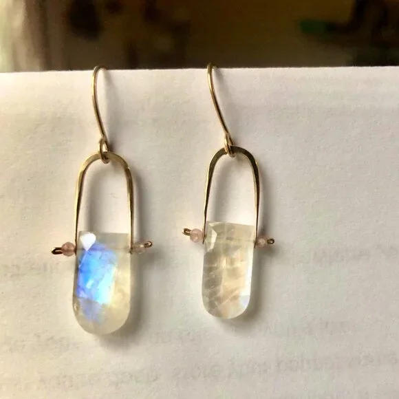 Simple Quartz Dangle Earrings - Picture 2 of 2